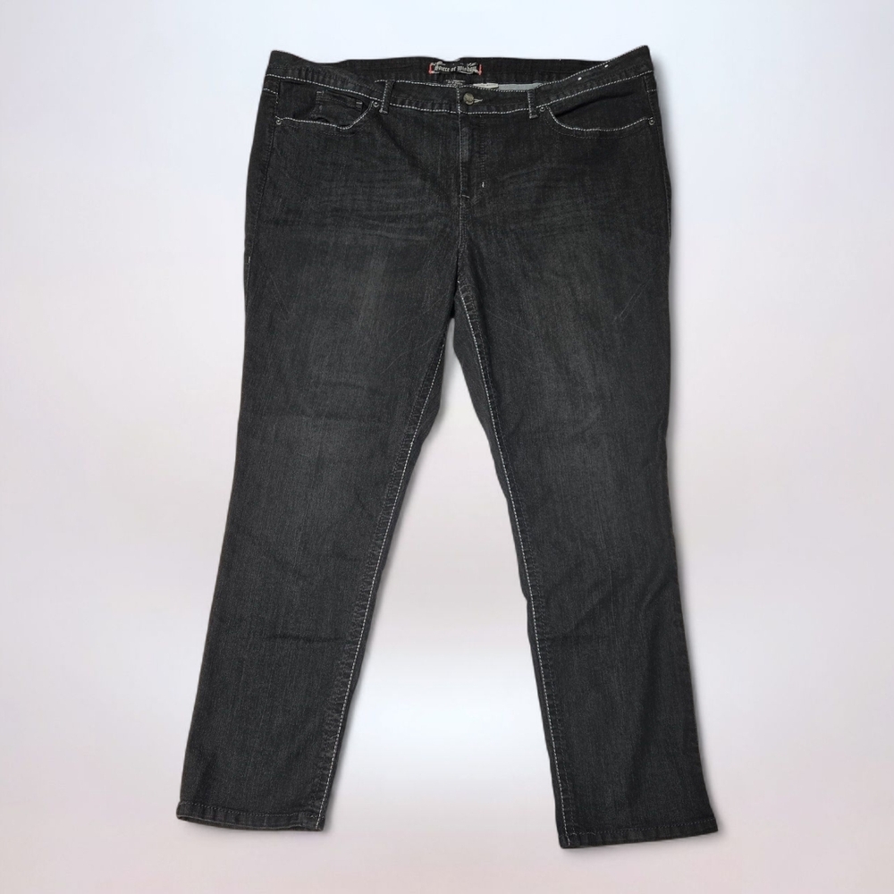 Source of Wisdom Faux Leather Accent Black Skinny Jeans